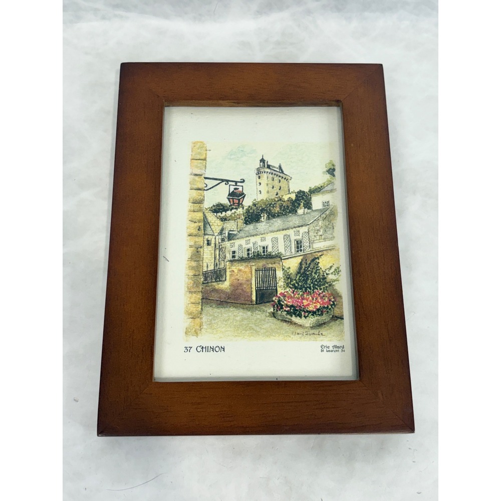 Eric Allard 37 Chinon French Castle Art Print Framed‎ Wood Vintage Decor
